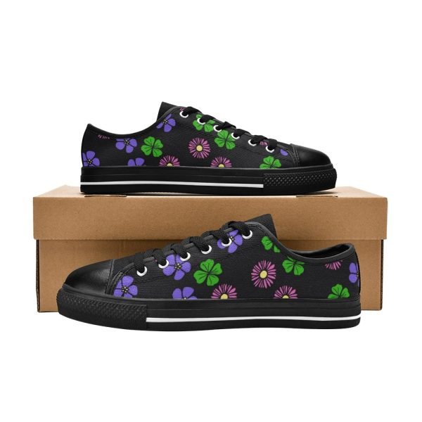 CHIU STYLE 2024 Women's Black Floral Canvas Shoes