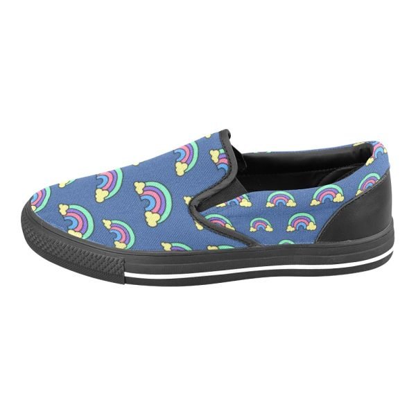 CHIU STYLE Navy Blue Rainbow Slip-On Canvas Shoes - 2024 Edition for Women