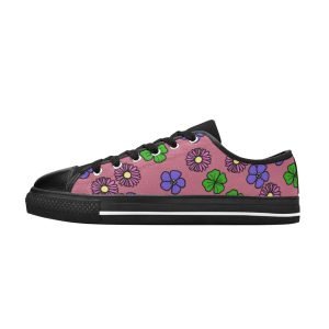 CHIU STYLE 2024 Women's Pink Floral Canvas Shoes
