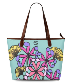 Chiu Style Floral Green Shoulder Tote Bag - Elegant & Durable Tote (2024), high-grade waterproof fabric with colorful floral pattern, dimensions 17.52'' x 12.01'' x 5''