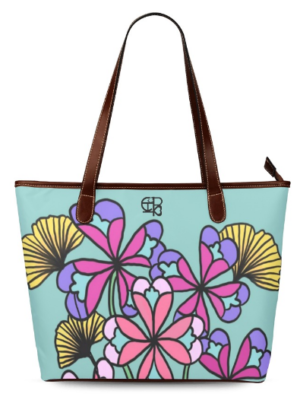 Chiu Style Floral Green Shoulder Tote Bag - Elegant & Durable Tote (2024), high-grade waterproof fabric with colorful floral pattern, dimensions 17.52'' x 12.01'' x 5''