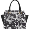 Chiu Style Black Print Shoulder Handbag made from high-grade PU leather