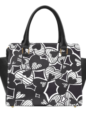 Chiu Style Black Print Shoulder Handbag made from high-grade PU leather