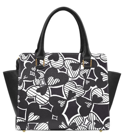 Chiu Style Black Print Shoulder Handbag made from high-grade PU leather