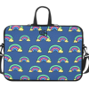 Navy blue Rainbow Laptop Sleeve for MacBook Air 11 inches, water-resistant neoprene, double zipper, and adjustable shoulder strap.