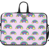 Pink Rainbow Laptop Sleeve for MacBook Air 11 inches, water-resistant neoprene, double zipper, and adjustable shoulder strap.