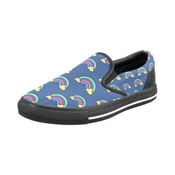 CHIU STYLE Navy Blue Rainbow Slip-On Canvas Shoes - 2024 Edition