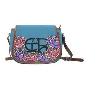 Chiu's Garden Bloom Saddle Bag in Modi Blue with floral design and waterproof Oxford fabric