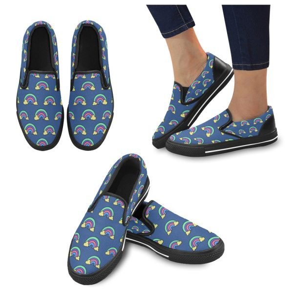 CHIU STYLE Navy Blue Rainbow Slip-On Canvas Shoes - 2024 Edition