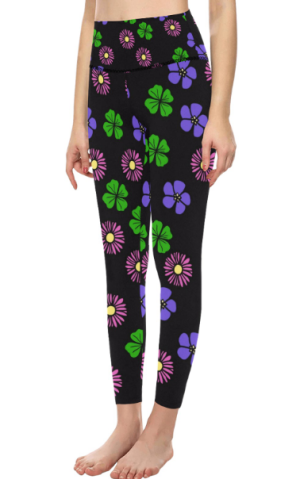 CHIU STYLE High-Waisted Flower Leggings | Strolling Through Flowers Design for Women