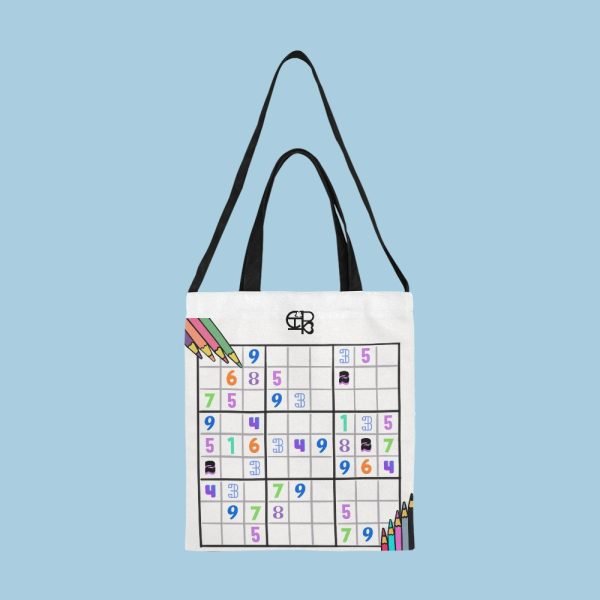 CHIU STYLE Sudoku Design Canvas Tote Bag - White design 2024