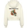 CHIU STYLE ZEN Women’s Oversized Cropped Hooded Jacket for 2024 Winter, featuring a boxy fit, extra-large hood, and ribbed cuffs, showcasing stylish design and durable fabric