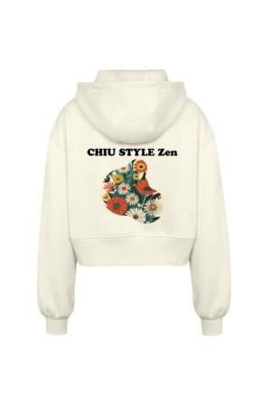 CHIU STYLE ZEN Women’s Oversized Cropped Hooded Jacket for 2024 Winter, featuring a boxy fit, extra-large hood, and ribbed cuffs, showcasing stylish design and durable fabric