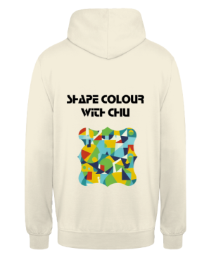 Chiu Shape Colour White Unisex Hoodie featuring vibrant abstract geometric design, perfect for winter 2024.