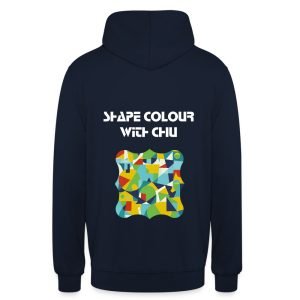 Chiu Shape Colour Steel Green Unisex Hoodie featuring vibrant abstract geometric design, perfect for winter 2024.