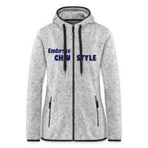 Embrace CHIU Black Base Women’s Hooded Fleece Jacket – 2024 Edition – Warm, Slim Fit, Zippered Pockets
