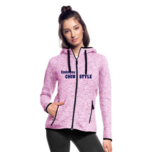 Embrace CHIU Pink Base Women’s Hooded Fleece Jacket – 2024 Edition – Warm, Slim Fit, Zippered Pockets