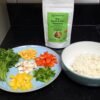 CHIU STYLE Thai Sweet & Sour Seasoning with bell peppers, corn, mushrooms, and coriander, ingredients for Thai Sweet & Sour Fried Rice
