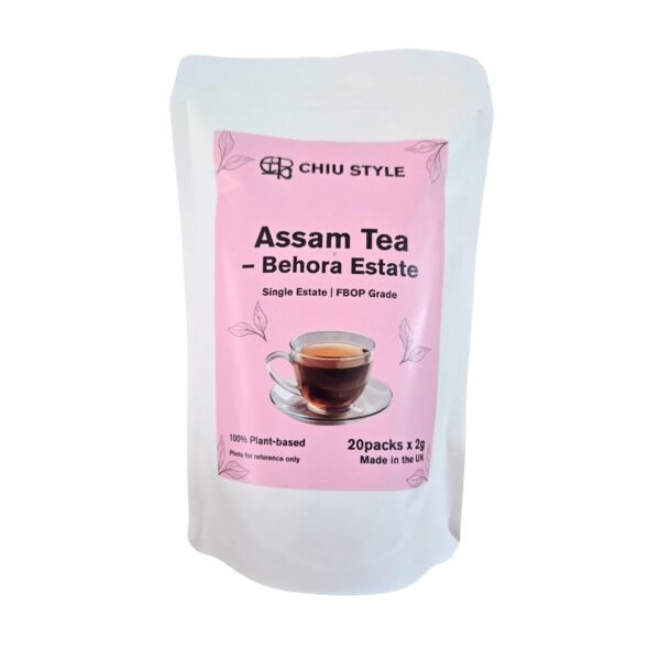 CHIU STYLE Assam Black Tea Bags – Behora Estate premium black tea in stand-up packaging