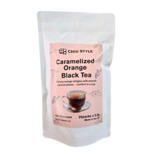 CHIU STYLE Caramelized Orange Black Tea standing pouch packaging – premium Assam black tea with orange peel and caramel fudge pieces