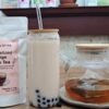 Iced caramel orange milk tea with tapioca pearls made from CHIU STYLE Caramelized Orange Black Tea