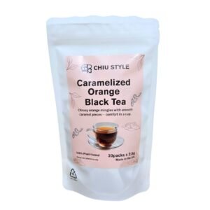 CHIU STYLE Caramelized Orange Black Tea standing pouch packaging – premium Assam black tea with orange peel and caramel fudge pieces