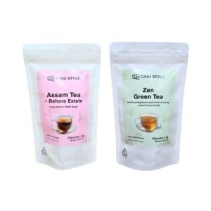 British Tea Pair – Assam Black Tea (left) and Zen Green Tea (right) in premium tea bags