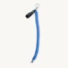 Full length straight view of the CHIU STYLE Classic Logo Vegan Leather Braided Keychain in Cornflower Blue, showing its 36-38cm length.
