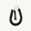 Black vegan leather braided keychain with dual metal clasps and CHIU STYLE logo tag
