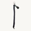 Full length straight view of the 36-38cm black vegan leather braided keychain showing its total size and structure