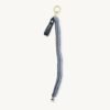 Full length straight view of the 36-38cm Earth Mocha vegan leather braided keychain showing its total size and structure