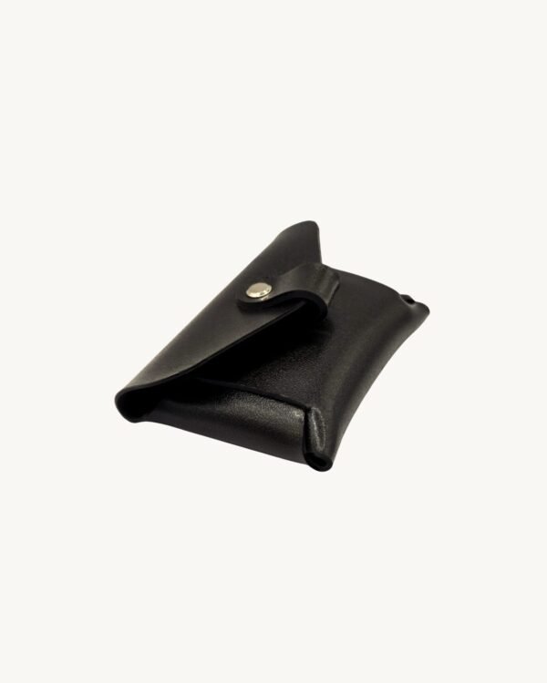 Side view of the Minimalist Vegan Leather Interlocked Wallet in rich umber brown by CHIU STYLE