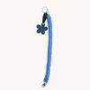 Full length straight view of the 36-38cm CHIU STYLE floral vegan leather braided keychain in Cornflowers Blue, highlighting its complete structure and flower tag