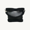 Vintage-Punk-Vegan-Leather-Handbag-Black-Front-Handle-Resting Black Vintage Punk Vegan Leather Classic Handbag front view with braided handle naturally resting on the front bag body