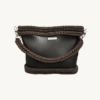 Dark Brown Vintage Punk Vegan Leather Classic Handbag front view with braided handle naturally resting on the front bag body