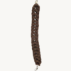 Close-up of the sculpted wheat ear braided handle in dark brown vegan leather for Vintage Punk handbag