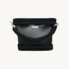 Black Vintage Punk Vegan Leather Classic Handbag front view with braided handle naturally resting on the front bag body