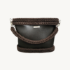 Dark Brown Vintage Punk Vegan Leather Classic Handbag front view with braided handle naturally resting on the front bag body