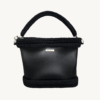 Black Vintage Punk Vegan Leather Classic Shoulder & Handbag with braided cord handle and Chicago screws