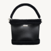 Black Vintage Punk Vegan Leather Classic Shoulder & Handbag with braided cord handle and Chicago screws