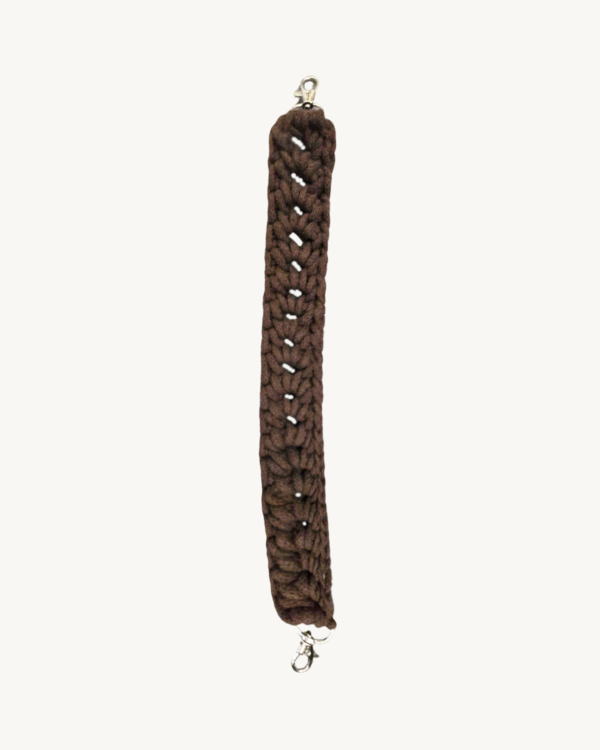 Lattice Weave bag-strap-dark brown-M Close-up of the sculpted wheat ear braided handle in dark brown vegan leather for Vintage Punk handbag